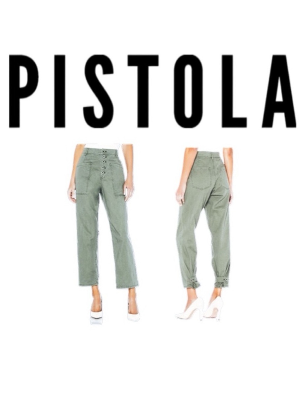 PISTOLA | Tammy High Rise Trouser in Colonel Army Green Pants Denim Jeans 26